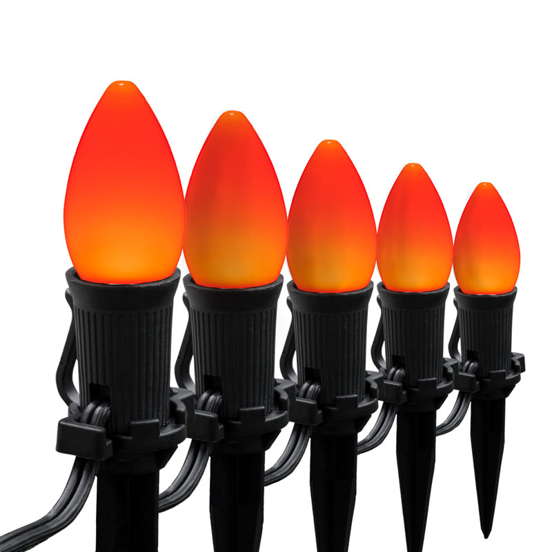 OptiCore LED Shatterproof Halloween Pathway Lights, 25 feet, Orange