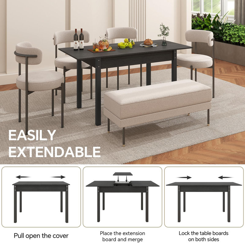 Extendable Dining Table, Black