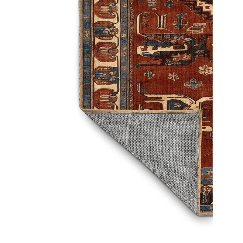 Machine Washable Persian Brown Area Rug, Round 7'