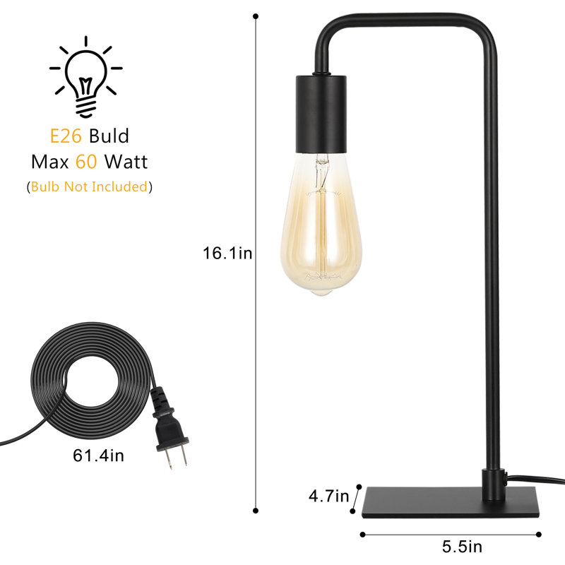 Metal Desk Lamp, Black 