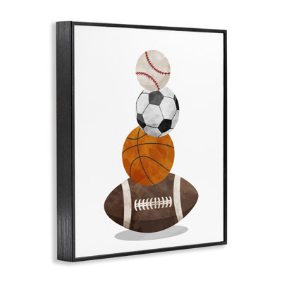 Sports Ball Bunch Framed Giclee, design by Christine Simpson Art