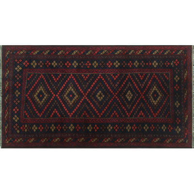 Tapis intérieur en laine 3 pi 5 po x 6 pi, "one-of-kind" à la main-noué la 1980 Eliam