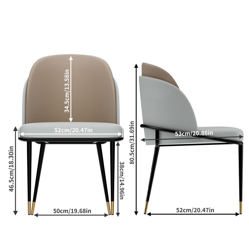 Atlandida 46.5cm H Microfiber / Microsuede Upholstered Metal Side Chair, Light Brown/White Grey