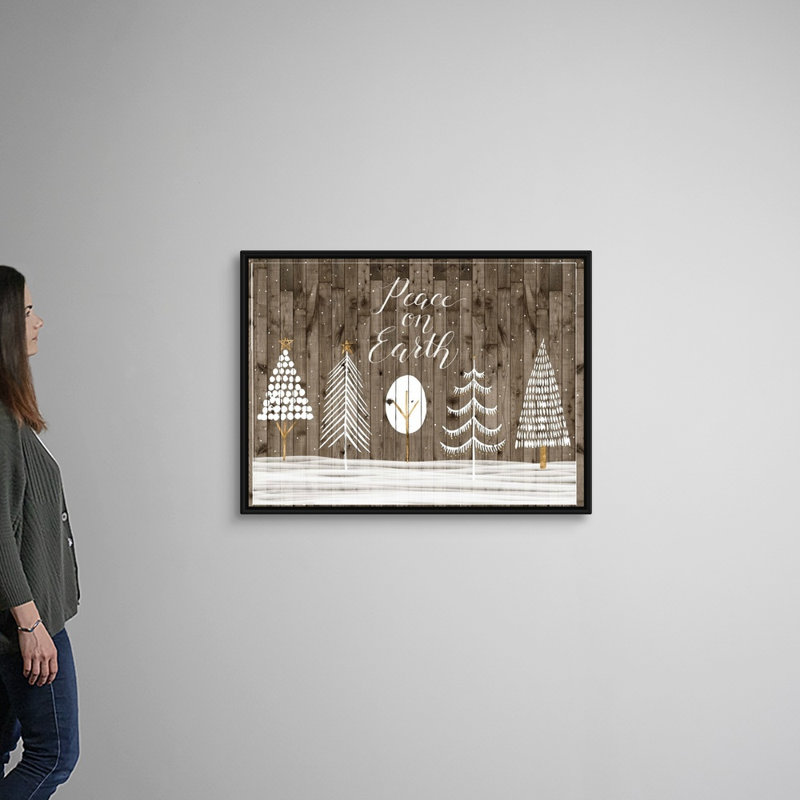 Reproduction d’art textuel sur toile, "White Christmas collection A" par Grace Popp, Cadre noir, 32" H x 42" W x 1.75" D