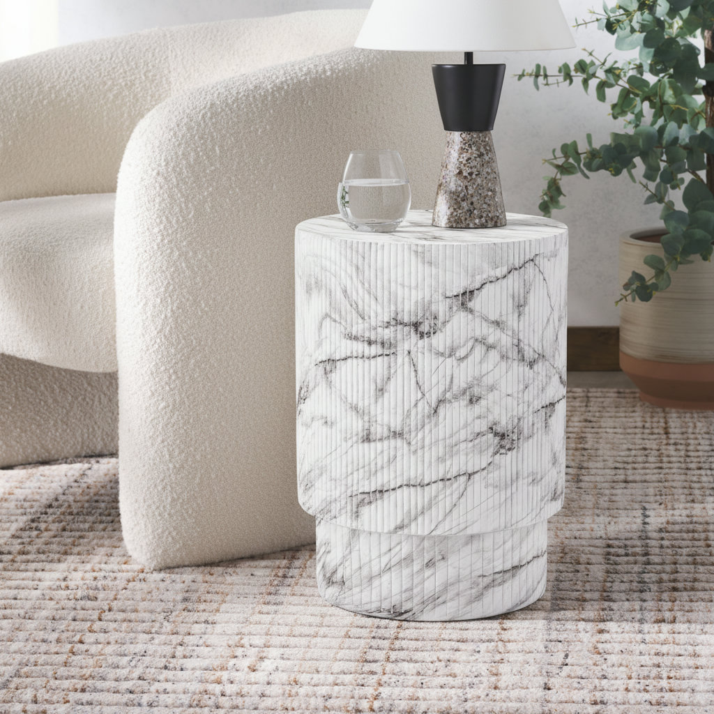 15" Patio Side Table, Marble