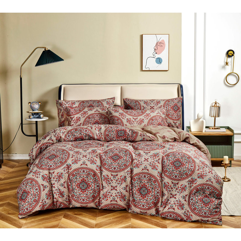 Sunshine Festival Microfiber Paisley Sheet Set, Cal.King Sheet Set+Fitted Sheet + 2 Pillowcases