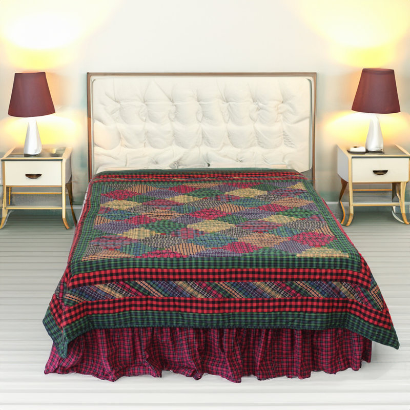 Courtepointe réversible simple Tartan Log Cabin, Courtepointe grand
