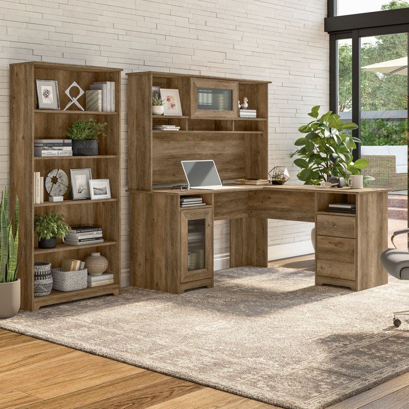 Shelonda 3 Piece Computer Desk Office Set, Reclaimed Pine