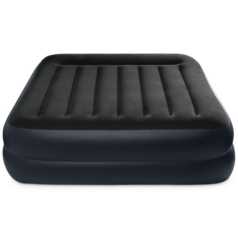 Queen Black Raised Air Mattress with Built-In Pump