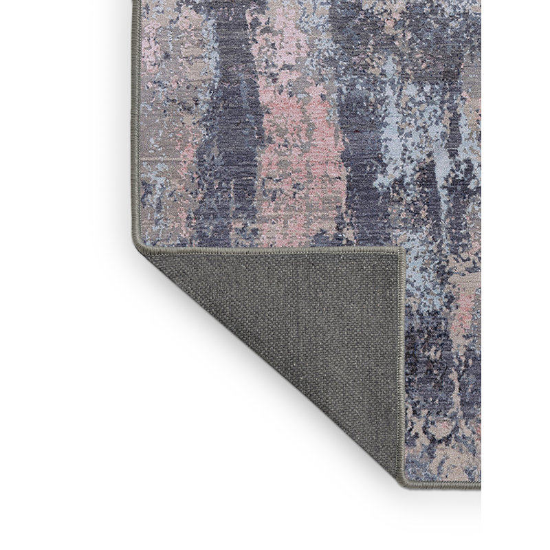 Tapis gris / rose à motif abstrait carbone, Rectangle 5 pi x 8 pi