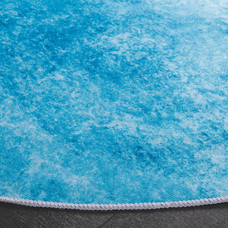Tapis gris foncé / turquoise Bennita 837, Rond 6 pi