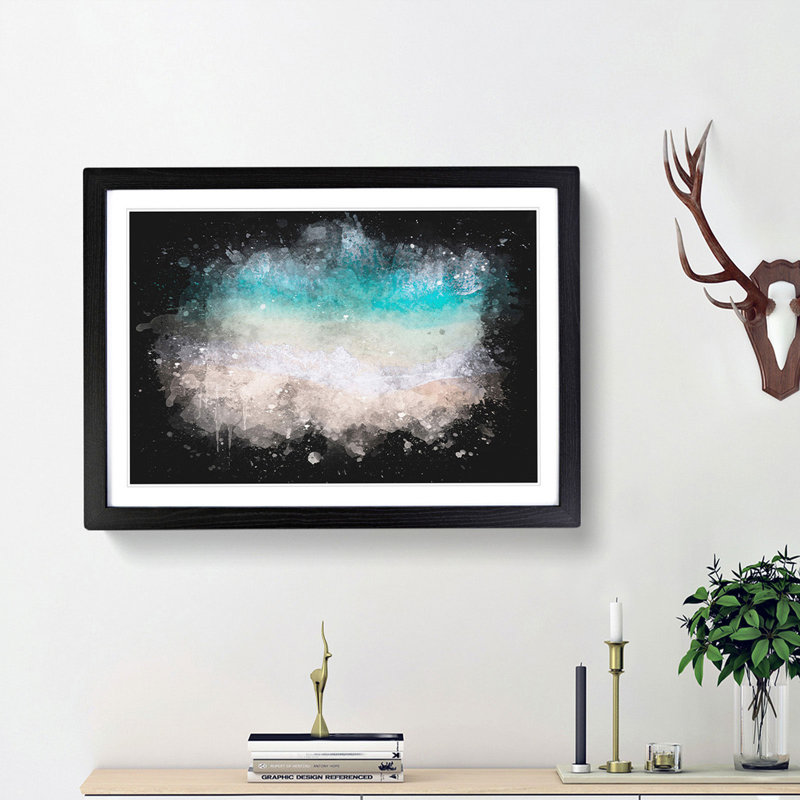 Birds View Of Bondi Beach Australia Paint Splash - Framed Print, 45cm H x 63cm W x 2cm D, Black Framed