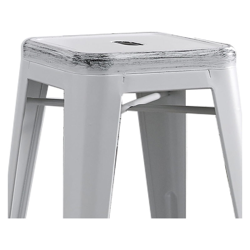 Tabouret de comptoir industriel en métal blanc antique