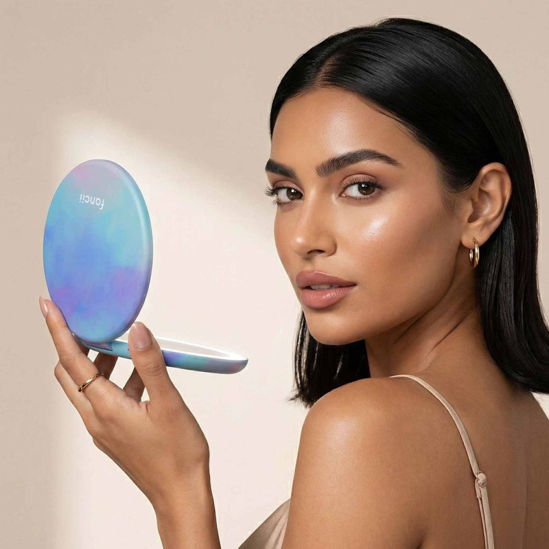 Miroir de maquillage compact à lumière Taylor Taylor, 5 pouces de large, rechargeable, grossissant 10x / 1x et 3 réglages de lumière 