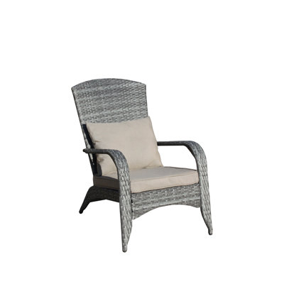 Chaise de patio avec coussins (coussin gris)
