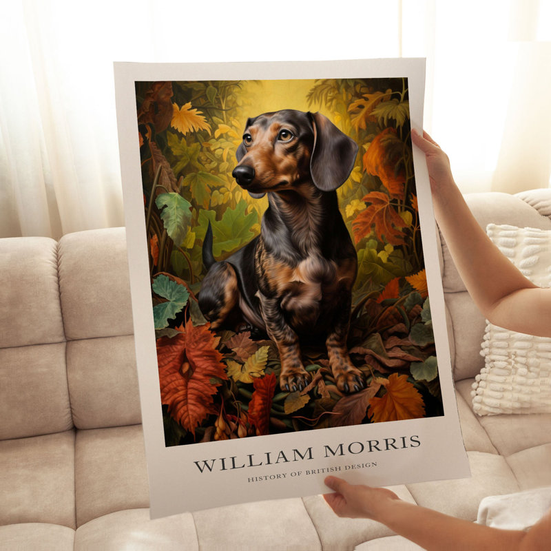 Animaux, animaux, William Morris, chien, teckel, impression d'art