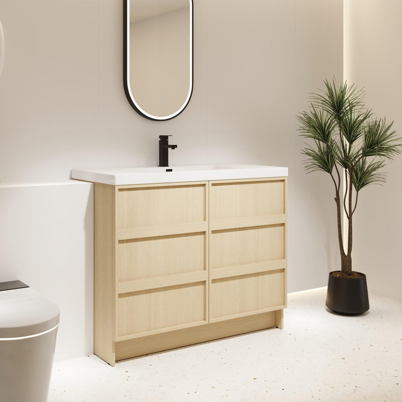 42" Freestanding Bathroom Vanity with Resin Sink, 42"