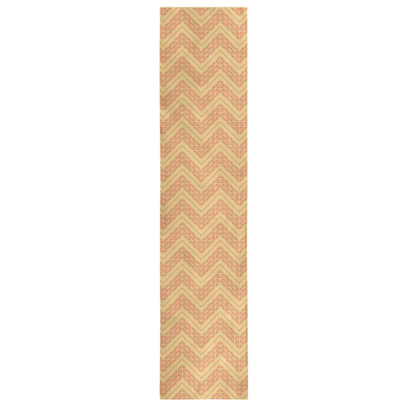 Stephenie Classic Hand Drawn Chevron Table Runner, 16" x 90", Fire Yellow/Orange