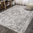 Merza Ornate Geometric Medallion Dark Gray Rug-1885836709