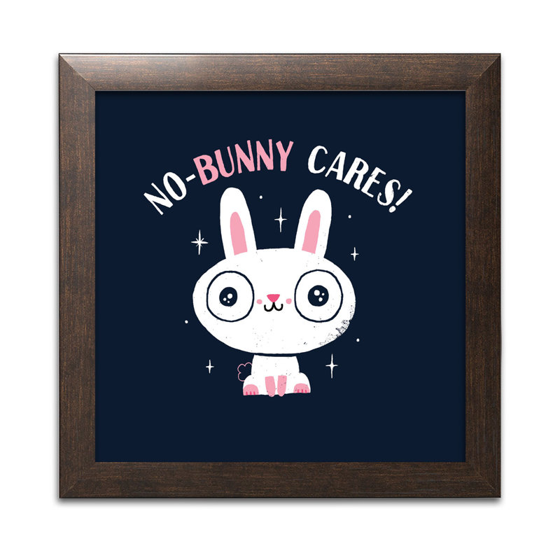 « no lapin préoccupe », impression, Papier avec cadre brun, H 12 po x l 12 po x P 0,75 po