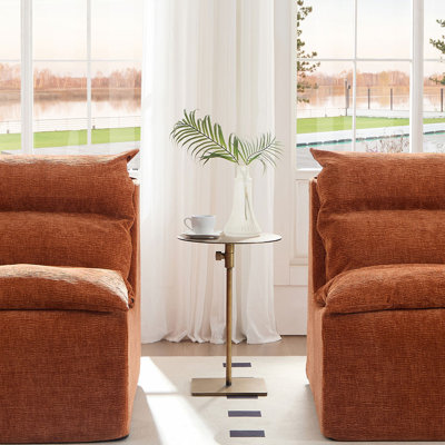 Méridienne à dossier simple avec dossier et canapé entièrement compressé convient au salon, à la chambre à coucher, en polyester, orange