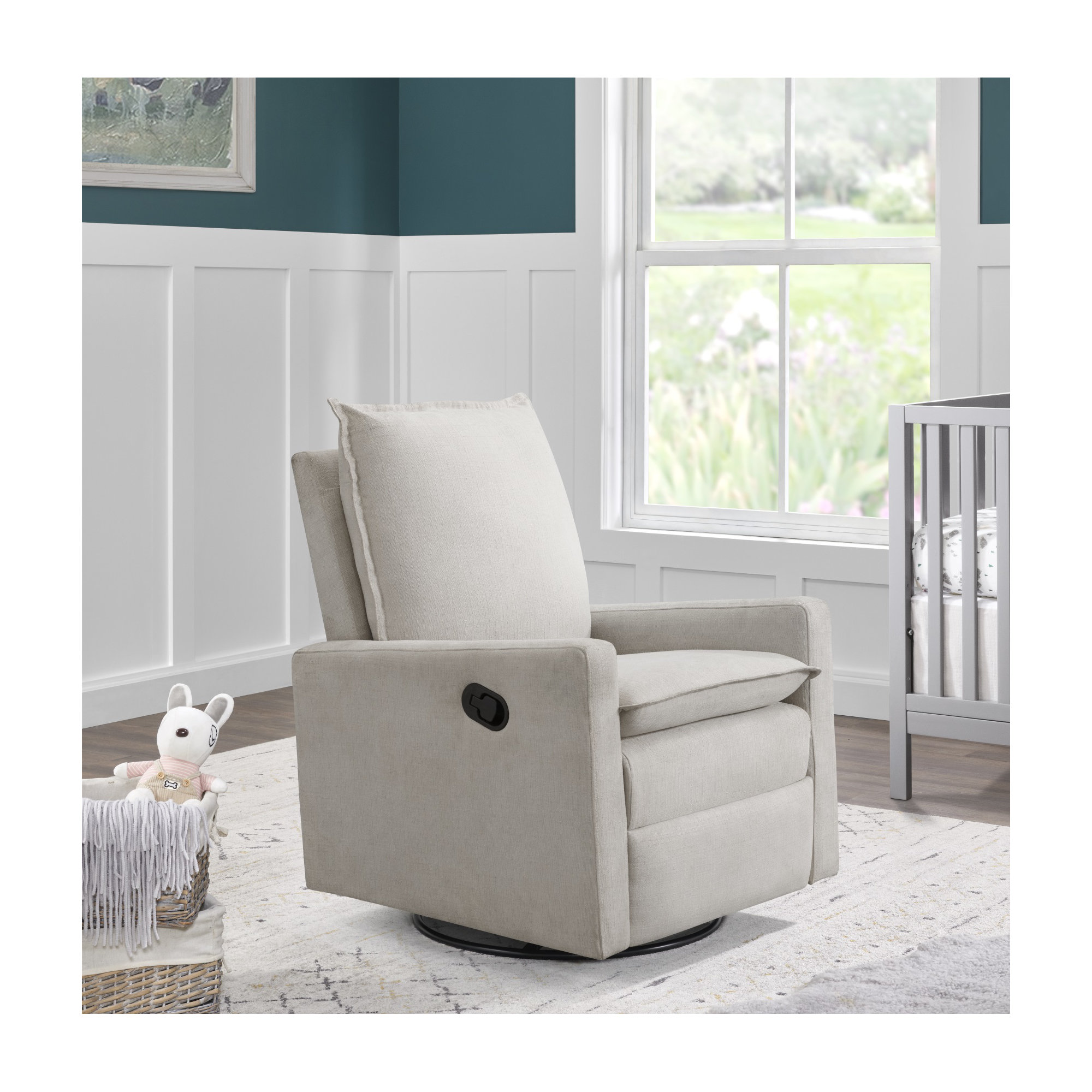Uptown 360-Degree Swivel Glider Recliner , Sand Polyester
