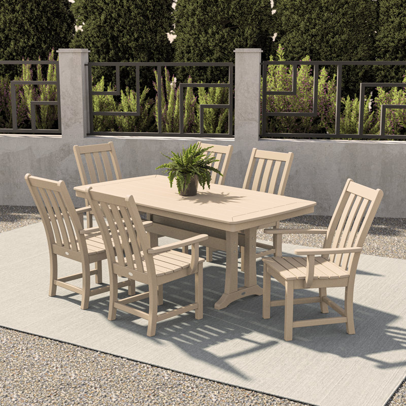 Vineyard 7-Piece Arm Chair Dining Set, Sand