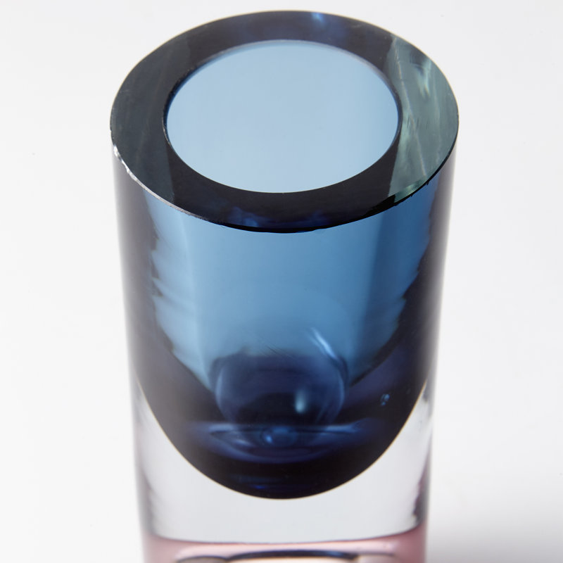 Majeure Glass Table Vase, 12" H x 4" W x 4" D, Purple/Blue