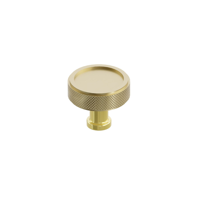 Emtek SELECT Wardrobe Knob 1-3/4" Round Stem Knurled Bar, Unlacquered Brass/Satin Brass, 1 3/8"