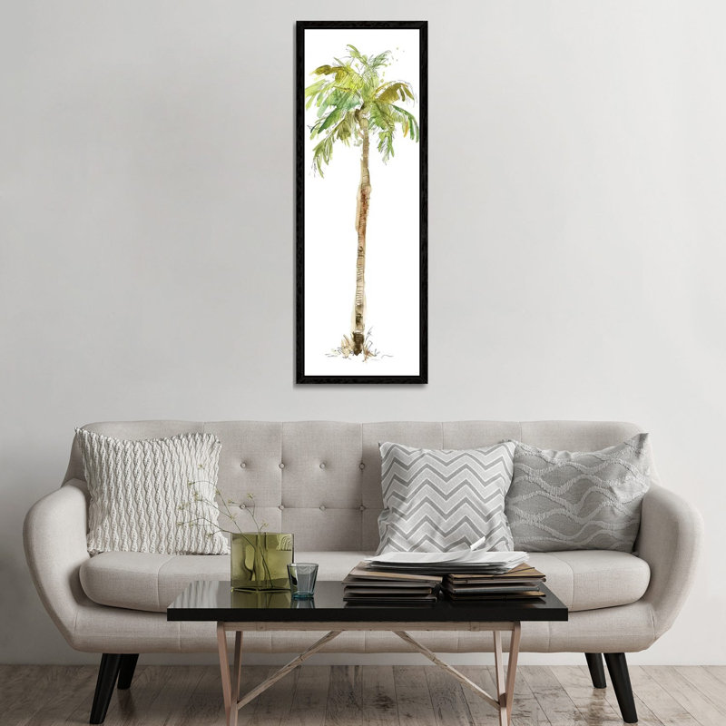 Washed Palm II by Carol Robinson - Panoramic Painting on Canvas, Black Framed Canvas, 152.4 cm H x 50.8 cm W