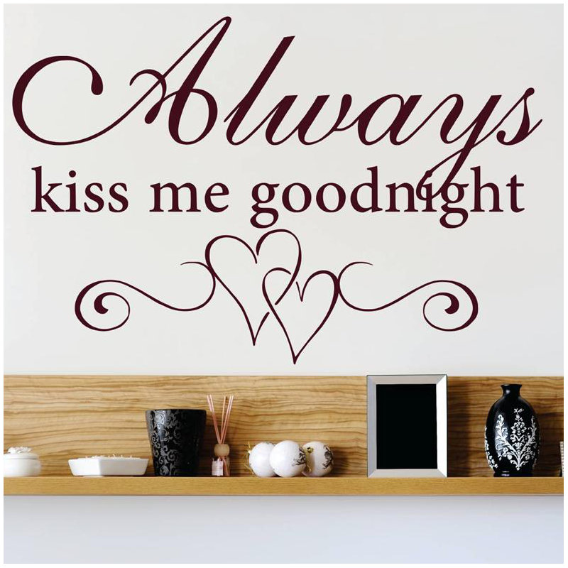Décalcomanie murale toujours baisers me goodnight, Brun, H 22 po x l 30 po x P 0,16 po