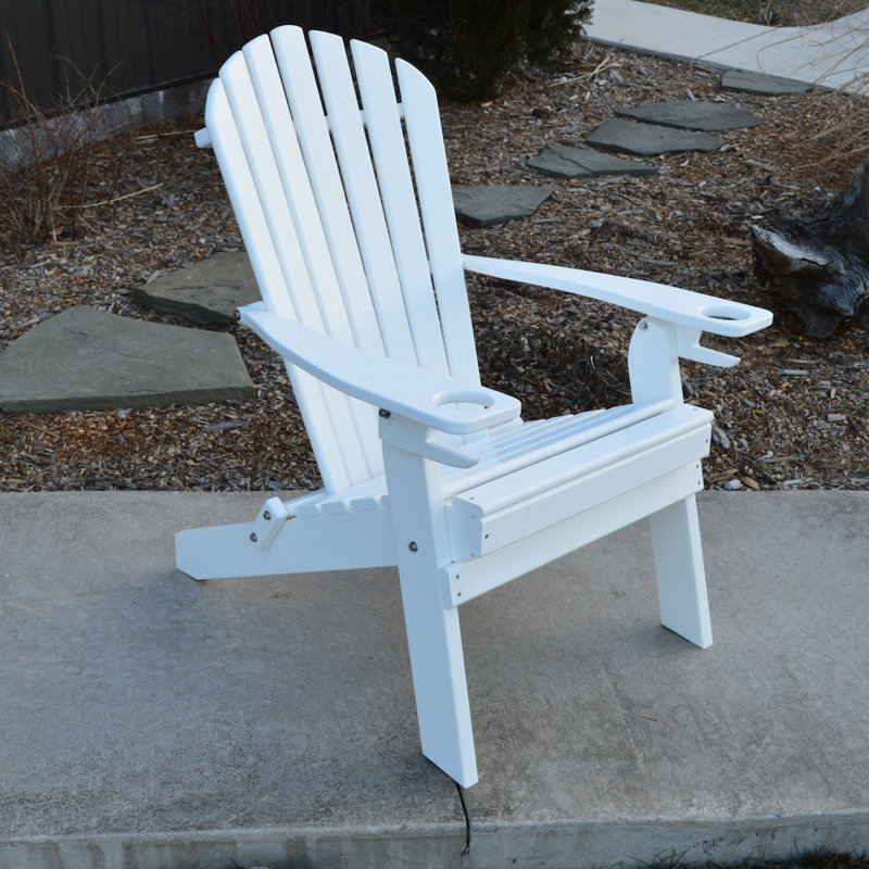 Chaise Adirondack pliante en plastique / résine Ashburt, Blanc brillant