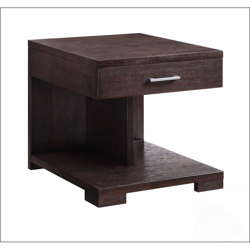 Table de bout Niamey, finition noyer, solutions de table de bout modernes, collection de tables de bout Compact