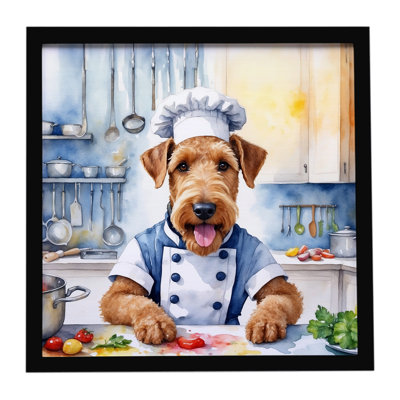 Airedale Terrier The Chef Framed Metal Print