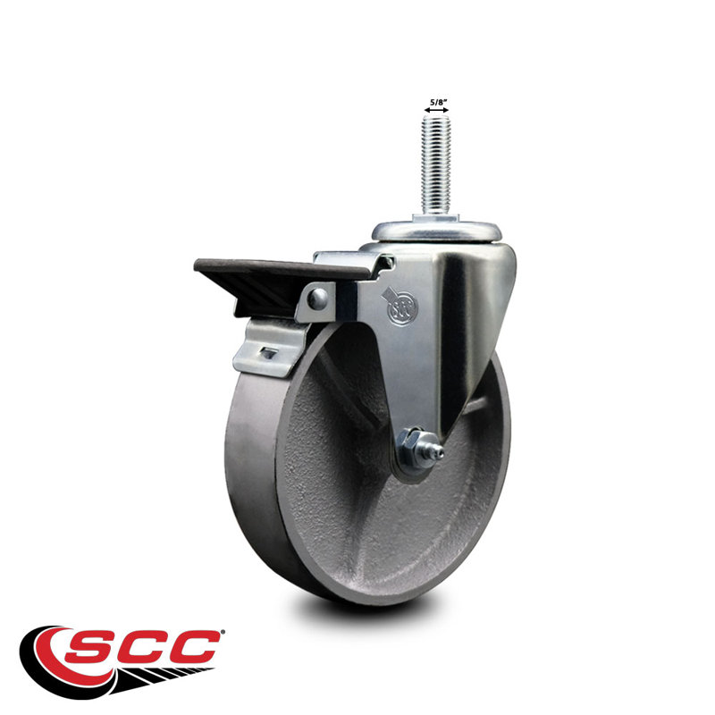Ensemble de roulettes à tige filetée en acier 3/8 po avec frein