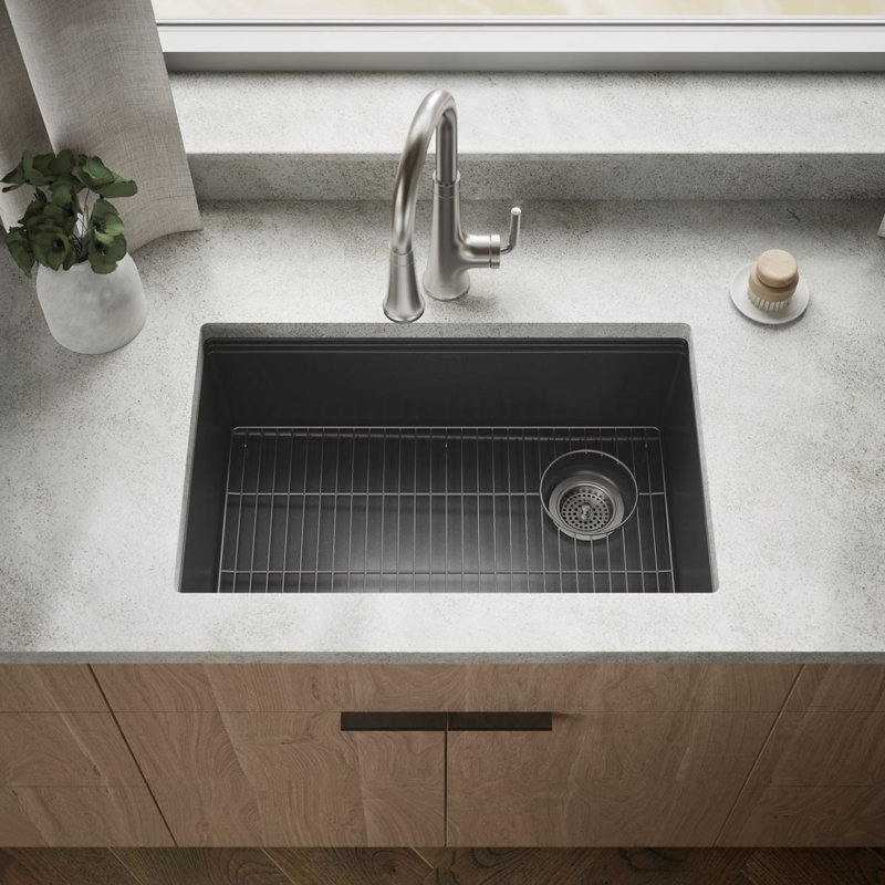 Billings Undermount Single-Bowl Kitchen Sink, Matte Gray 