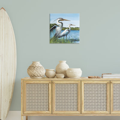 Art mural sur toile traditionnel "Aigrettes traditionnelles" par John Rossini