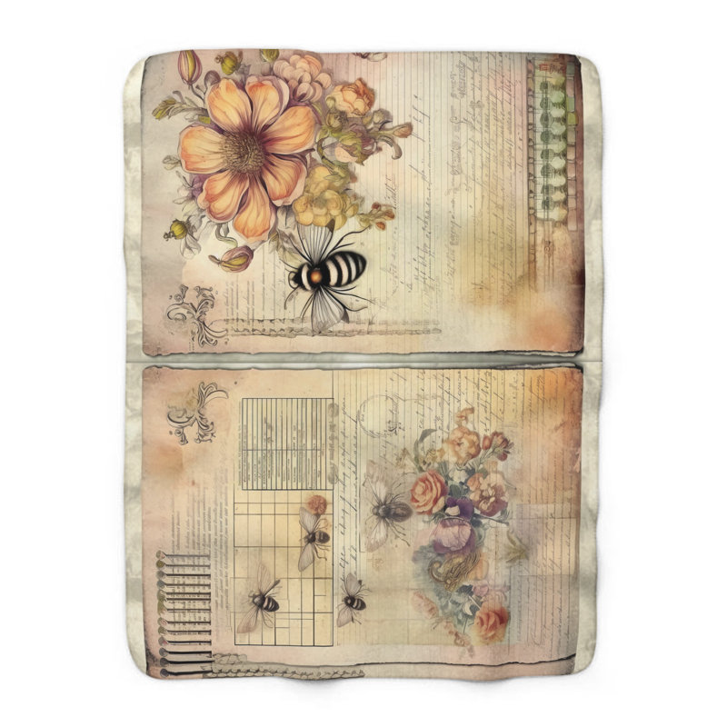 Collection de souvenirs de l'apiculture - couverture en sherpa de qualité supérieure 1 pièce - reproduction d'art luxueuse