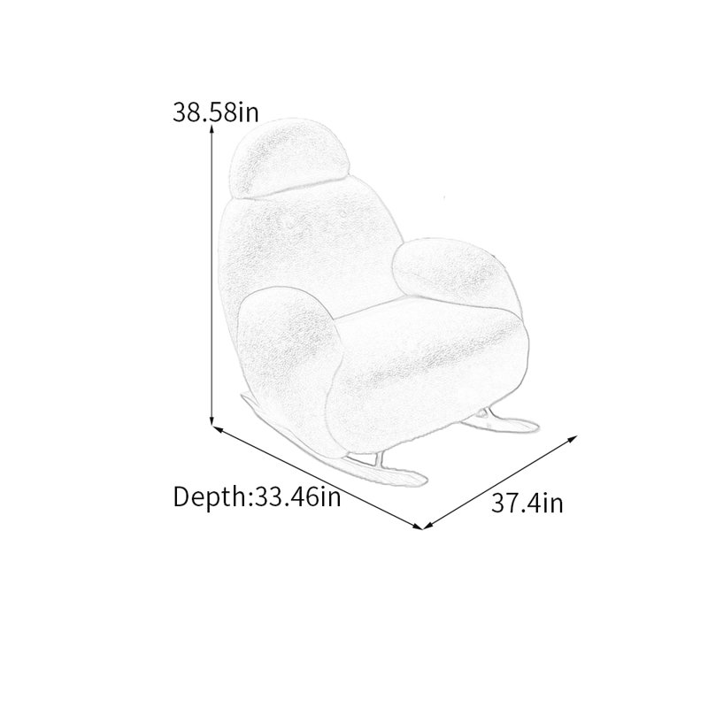 Chaise berçante ergonomique de luxe en molleton agneau