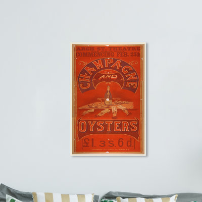 Publicité, affiches champagne et huîtres - reproduction d'art sur toile tendue