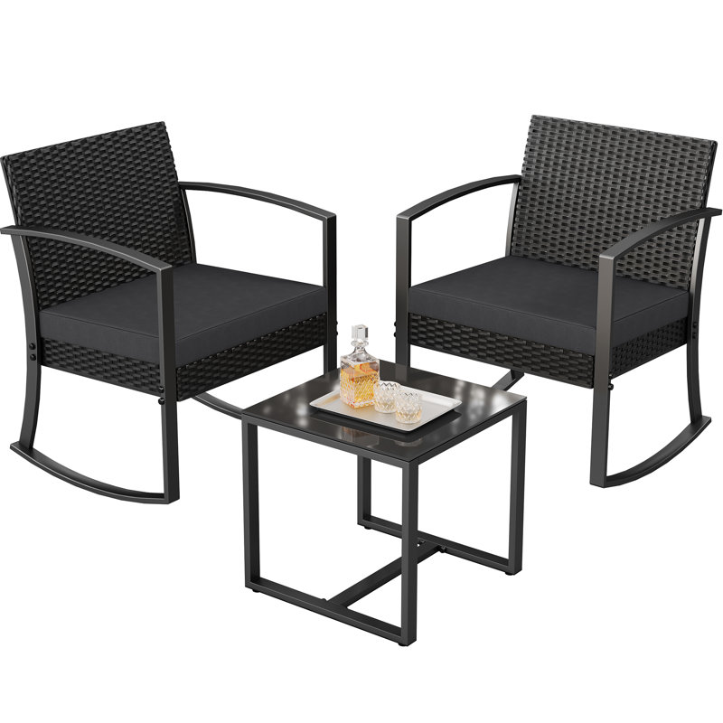 Anniah Square 2 - Person 16" Long Bistro Set, Black
