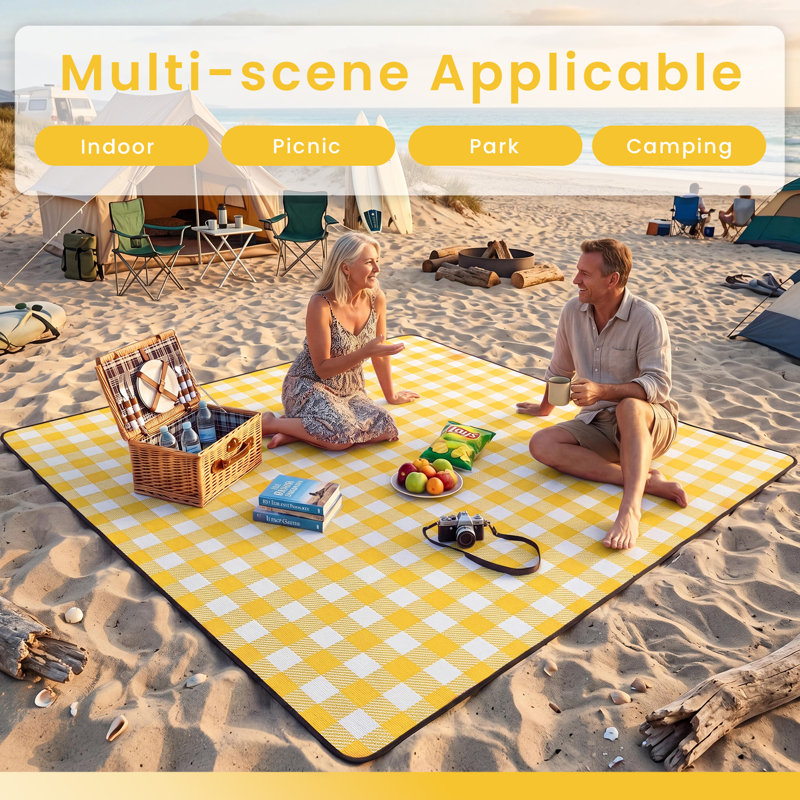 79" x 79" Waterproof 3-Layer Picnic Blanket, Extra Large Portable Outdoor Mat for Camping, Park, Concerts, and Family Outings