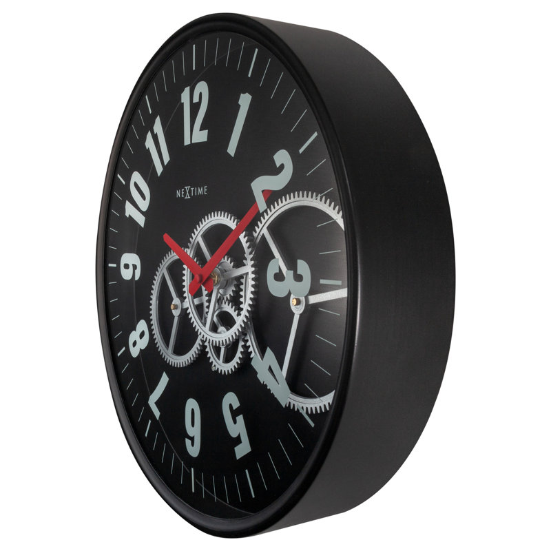 Gear Metal Wall Clock, Black