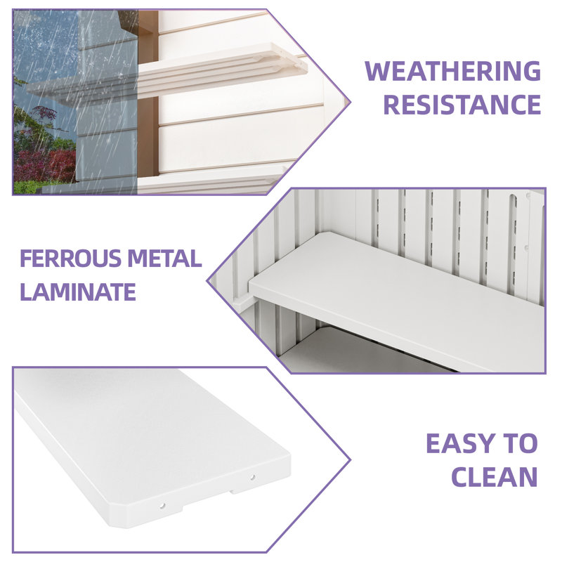 Balconera Ensemble de 2 étagères de rangement en résine pour abri de jardin, blanches