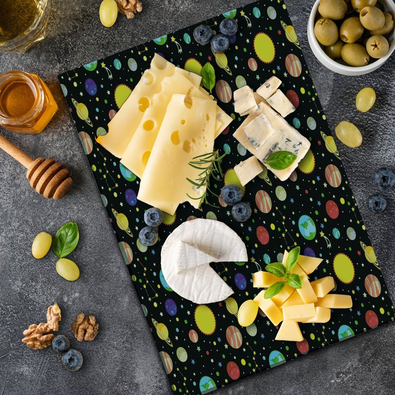 Ambesonne Space Cutting Board Large Size Sun Earth Constellations Multicolor