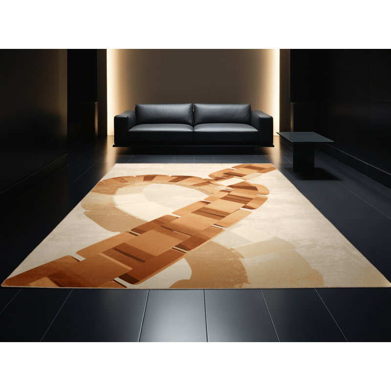 Tapis beige / moderne moderne et contemporain lavable à la machine Brentwood, 5 x 7