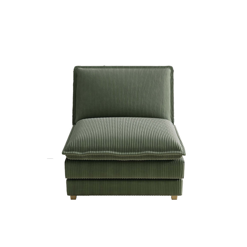 Modular Sectional Sofa: Deep - Seat Couch, Green Corduroy