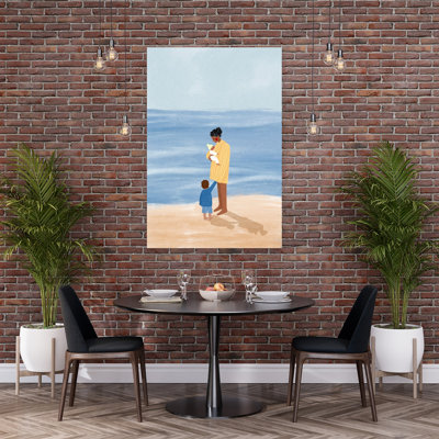Family Beach Day Contemporary Beach Ocean Wall Art Print by Bea Muller - Wrapped Canvas Print