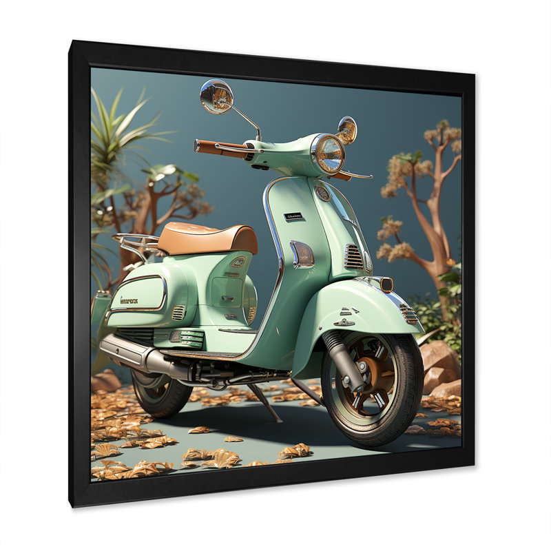 Scooter rétro rétro I, H 16 po x l 16 po x P 1 po, Cadre simple noir