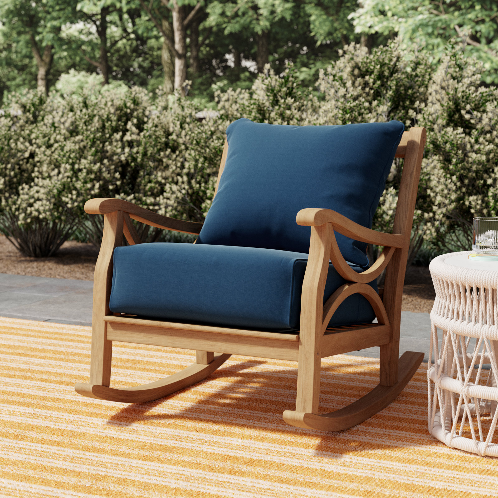 Brunswick Teak Patio Rocking Chair, Navy Performance